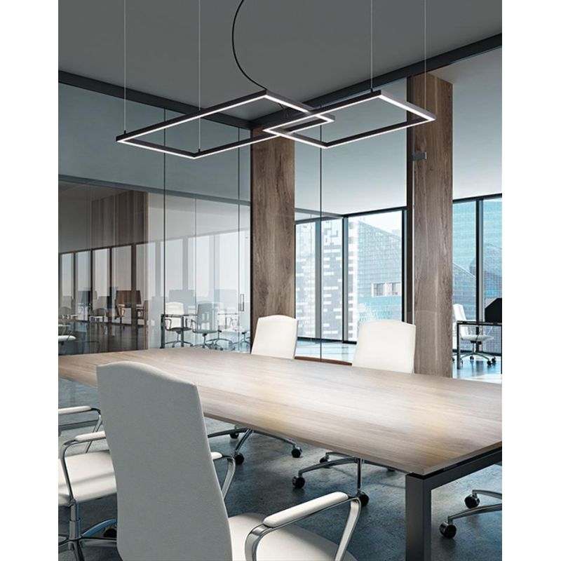 CROSS LAMPADARIO A SOSPENSIONE BIANCO O NERO LED 64W LUCE CCT 3000K-4000K-6000K DIMMERABILE MODERNO