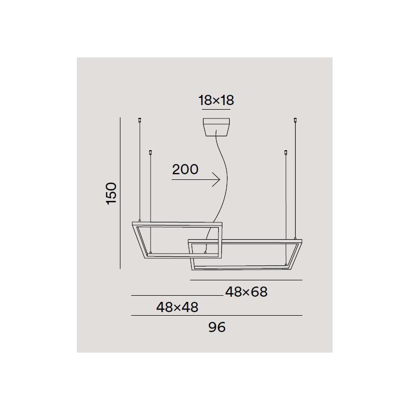 CROSS LAMPADARIO A SOSPENSIONE BIANCO O NERO LED 64W LUCE CCT 3000K-4000K-6000K DIMMERABILE MODERNO