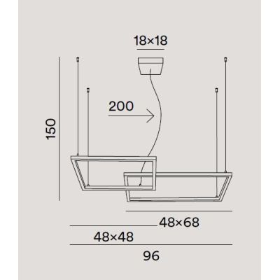 CROSS LAMPADARIO A SOSPENSIONE BIANCO O NERO LED 64W LUCE CCT 3000K-4000K-6000K DIMMERABILE MODERNO