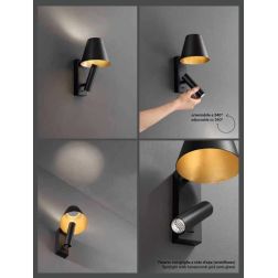 REVERSE APPLIQUE CON FARETTO ORIENTABILE IN ALLUMINIO 3 COLORI LED 6W LUCE 3000K DESIGN MODERNO 2