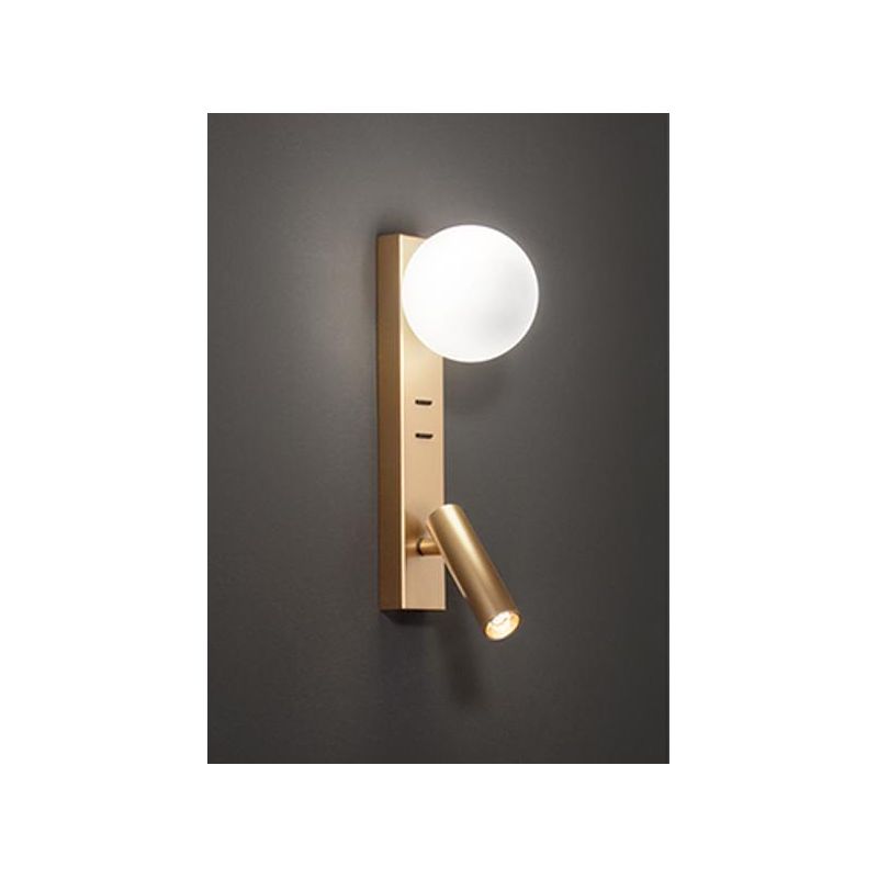 FOG APPLIQUE CON PORTA USB E FARETTO ORIENTABILE IN ALLUMINIO BIANCO,GRIGIO E ORO DESIGN MODERNO