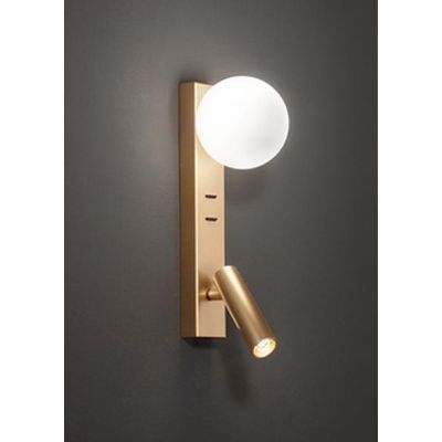 FOG APPLIQUE CON PORTA USB E FARETTO ORIENTABILE IN ALLUMINIO BIANCO,GRIGIO E ORO DESIGN MODERNO