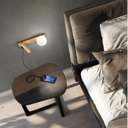 FOG APPLIQUE CON PORTA USB E FARETTO ORIENTABILE IN ALLUMINIO BIANCO,GRIGIO E ORO DESIGN MODERNO 2