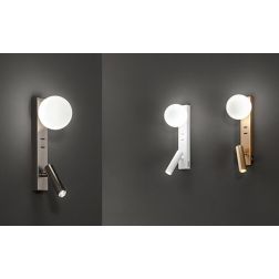 FOG APPLIQUE CON PORTA USB E FARETTO ORIENTABILE IN ALLUMINIO BIANCO,GRIGIO E ORO DESIGN MODERNO
