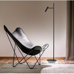 GAMBO PIANTANA MODERNA H150 CM CON FARETTO ORIENTABILE IN ALLUMINIO NERO LED 14W LUCE 3000K