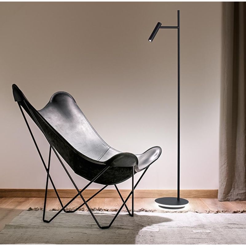 GAMBO PIANTANA MODERNA H150 CM CON FARETTO ORIENTABILE IN ALLUMINIO NERO LED 14W LUCE 3000K