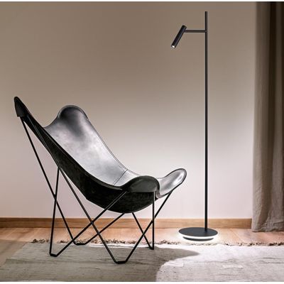 GAMBO PIANTANA MODERNA H150 CM CON FARETTO ORIENTABILE IN ALLUMINIO NERO LED 14W LUCE 3000K