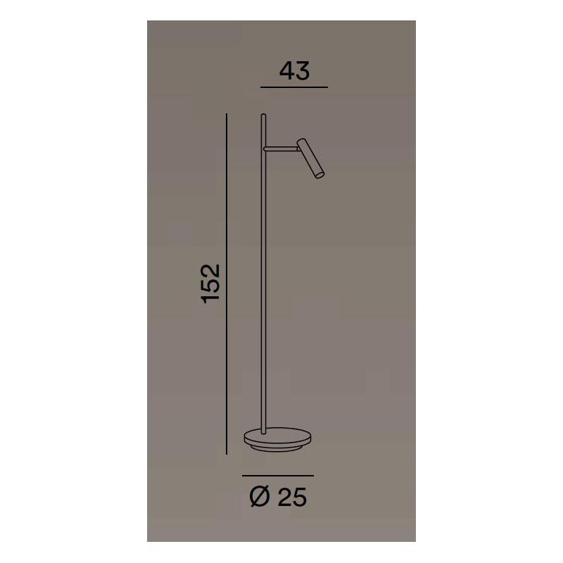 GAMBO PIANTANA MODERNA H150 CM CON FARETTO ORIENTABILE IN ALLUMINIO NERO LED 14W LUCE 3000K