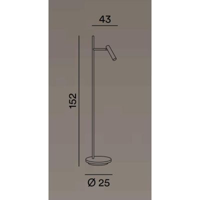 GAMBO PIANTANA MODERNA H150 CM CON FARETTO ORIENTABILE IN ALLUMINIO NERO LED 14W LUCE 3000K