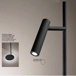 GAMBO PIANTANA MODERNA H150 CM CON FARETTO ORIENTABILE IN ALLUMINIO NERO LED 14W LUCE 3000K 2