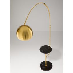 TABLEAU PIANTANA AD ARCO FINITURA OTTONE CON MENSOLA E BASE IN MARMO ALTEZZA REGOLABILE LAMPADINA E27 2