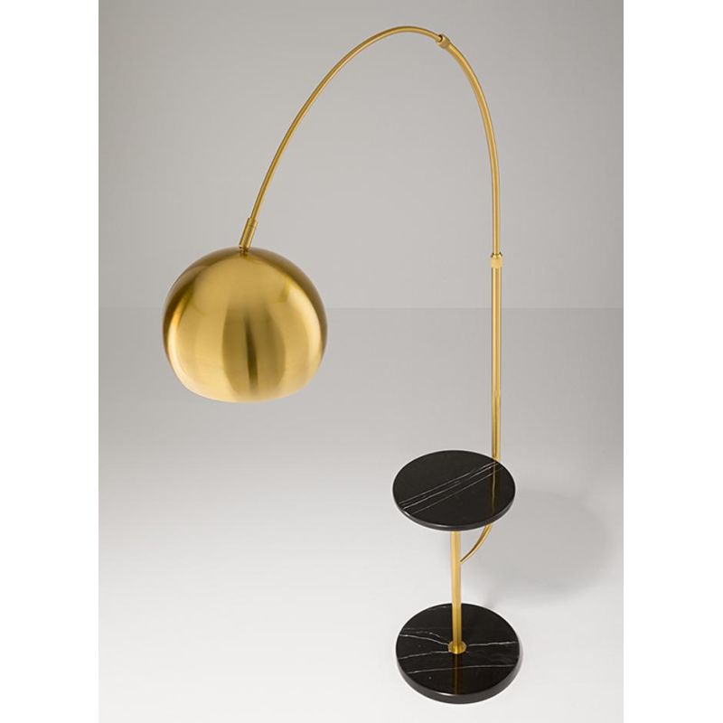 TABLEAU PIANTANA AD ARCO FINITURA OTTONE CON MENSOLA E BASE IN MARMO ALTEZZA REGOLABILE LAMPADINA E27