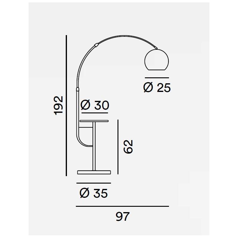 TABLEAU PIANTANA AD ARCO FINITURA OTTONE CON MENSOLA E BASE IN MARMO ALTEZZA REGOLABILE LAMPADINA E27