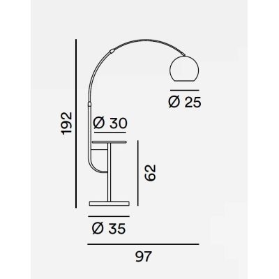 TABLEAU PIANTANA AD ARCO FINITURA OTTONE CON MENSOLA E BASE IN MARMO ALTEZZA REGOLABILE LAMPADINA E27