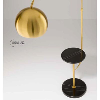 TABLEAU PIANTANA AD ARCO FINITURA OTTONE CON MENSOLA E BASE IN MARMO ALTEZZA REGOLABILE LAMPADINA E27