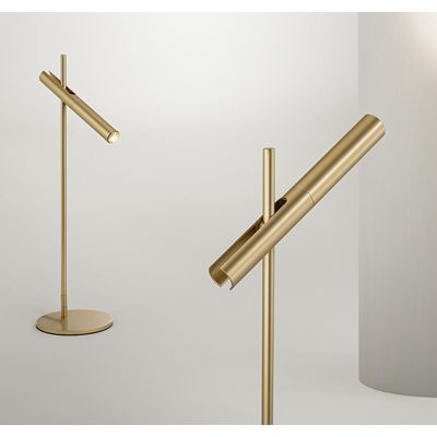 SNIPER LAMPADA DA TAVOLO CON TESTA ORIENTABILE IN ALLUMINIO FINITURA ORO LED 6W LUCE 3000K TOUCH DIMMER