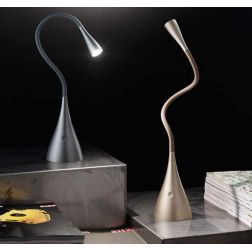 SNAKE LAMPADA DA TAVOLO ORO O GRIGIA LED 4W LUCE 3000K CON BRACCIO FLESSIBILE MODERNA