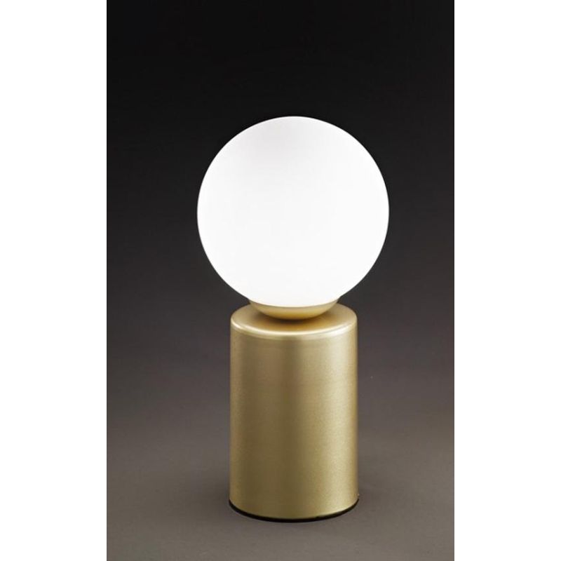 BIRILLO LUMETTO IN ALLUMINIO ORO CON SFERA IN VETRO SOFFIATO BIANCO 2 MISURE LAMPADINA G9 MODERNO