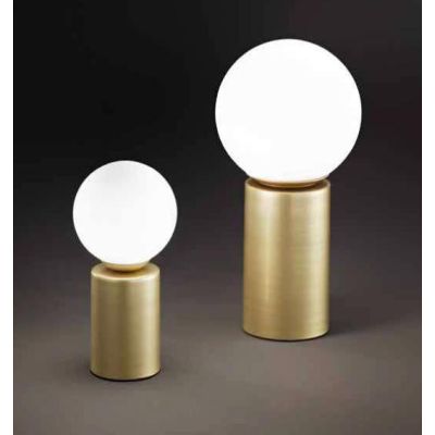 BIRILLO LUMETTO IN ALLUMINIO ORO CON SFERA IN VETRO SOFFIATO BIANCO 2 MISURE LAMPADINA G9 MODERNO