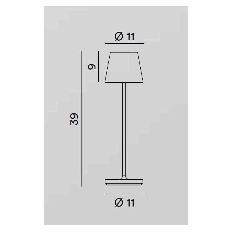 DIVA LAMPADA DA TAVOLO H39 CM IP54 CON BATTERIA RICARICABILE TOUCH DIMMER LED 2W LUCE 3000K 6 COLORI