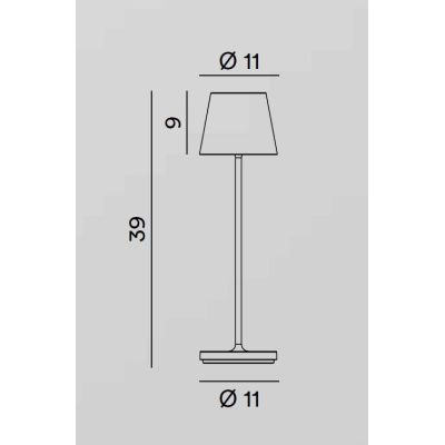 DIVA LAMPADA DA TAVOLO H39 CM IP54 CON BATTERIA RICARICABILE TOUCH DIMMER LED 2W LUCE 3000K 6 COLORI