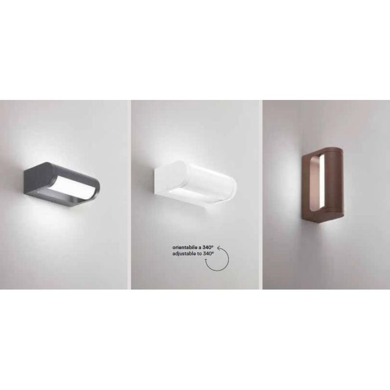 ORIENTA APPLIQUE DA ESTERNO ORIENTABILE IP65 LED 12W LUCE 3000K ANTRACITE,BIANCA O CORTEN MODERNA