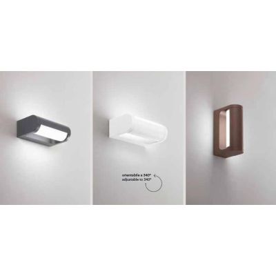 ORIENTA APPLIQUE DA ESTERNO ORIENTABILE IP65 LED 12W LUCE 3000K ANTRACITE,BIANCA O CORTEN MODERNA