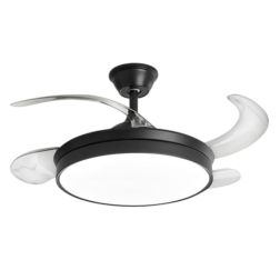OPEN + VENTILATORE BIANCO O NERO D106 CM CON PALE A SCOMPARSA LED 36W CCT 3000-4000-6000K TELECOMANDO INCLUSO 2