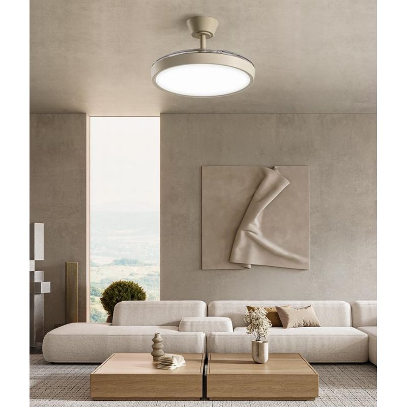 MYRA VENTILATORE D106 CM CON PALE A SCOMPARSA LED 30W CCT 3000-4000-5000K 3 COLORI TELECOMANDO INCLUSO