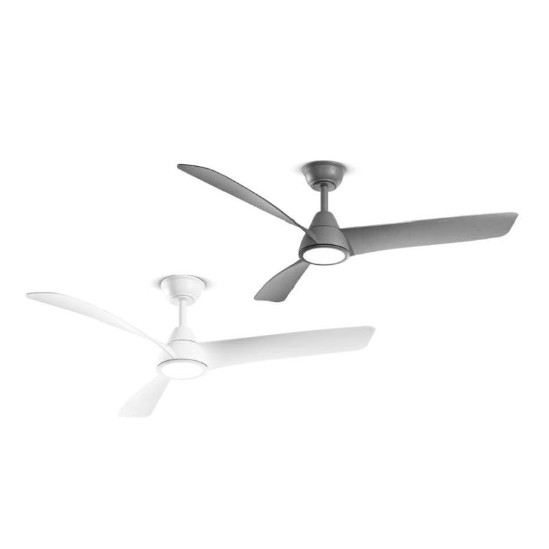 NORA VENTILATORE BIANCO O GRIGIO 3 PALE D132 CM LED 18W CCT 3000-4000-6000K TELECOMANDO INCLUSO MODERNO