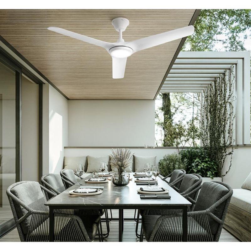 NOVA VENTILATORE BIANCO 3 PALE IP66 D142 CM LED 18W CCT 3000-4000-6000K DIMMERABILE TELECOMANDO INCLUSO