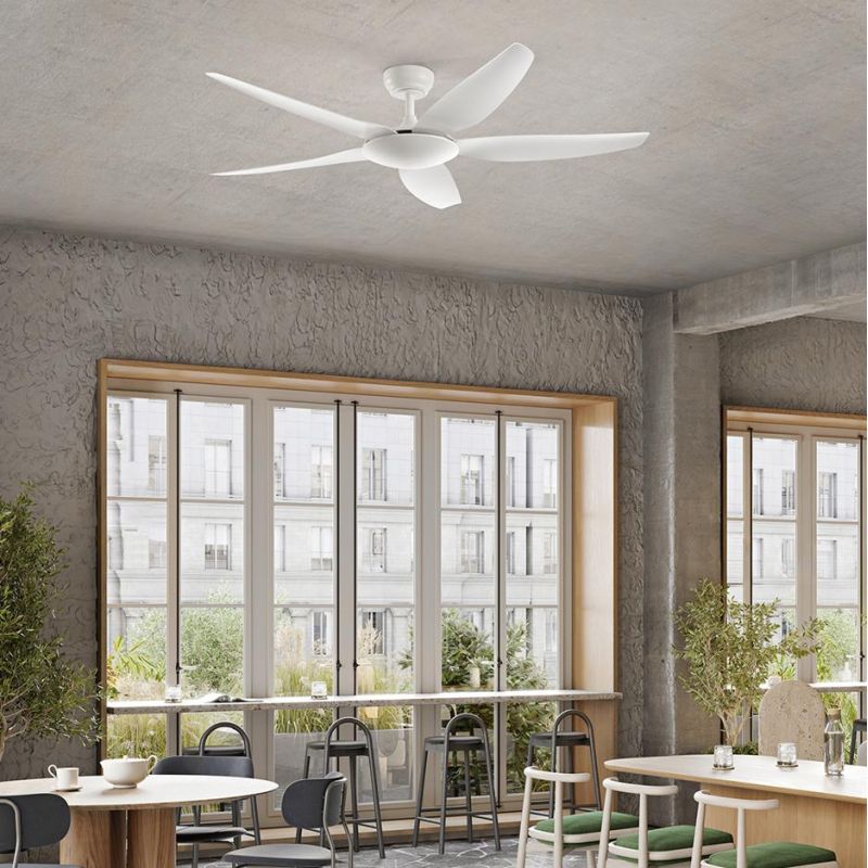 WIND VENTILATORE 5 PALE SENZA LUCE D142 CM METALLO BIANCO CON TELECOMANDO INCLUSO MODERNO