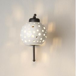 2252 LAMPADA DA PARETE CON SFERA IN TERRACOTTA BIANCA TRAFORATA D15 CM MODERNA MADE IN ITALY 2