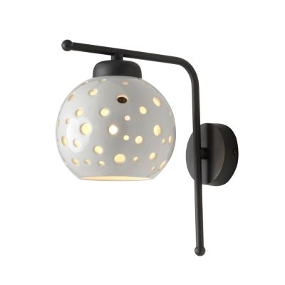 2252 LAMPADA DA PARETE CON SFERA IN TERRACOTTA BIANCA TRAFORATA D15 CM MODERNA MADE IN ITALY