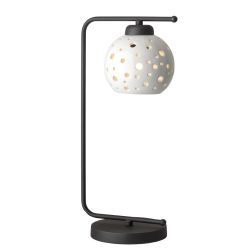 2252 LAMPADA DA TAVOLO CON SFERA IN TERRACOTTA BIANCA TRAFORATA D15 CM MODERNA MADE IN ITALY