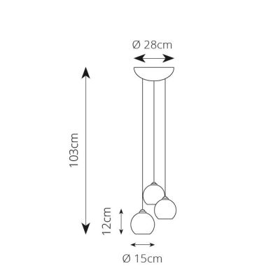 2253 SOSPENSIONE 3 LUCI BIANCA D28 CM CON SFERE IN TERRACOTTA TRAFORATA RUSTICA MADE IN ITALY