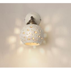 2254 PICCOLA APPLIQUE IN TERRACOTTA FINITURA ANTICATA TRAFORATA SFERA D15 CM ORIENTABILE RUSTICA MADE IN ITALY 2