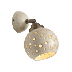 2254 PICCOLA APPLIQUE IN TERRACOTTA FINITURA ANTICATA TRAFORATA SFERA D15 CM ORIENTABILE RUSTICA MADE IN ITALY