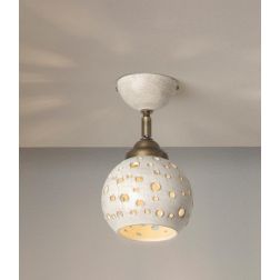 2254 PICCOLA PLAFONIERA IN TERRACOTTA FINITURA ANTICATA TRAFORATA SFERA D15 CM ORIENTABILE RUSTICA MADE IN ITALY 2