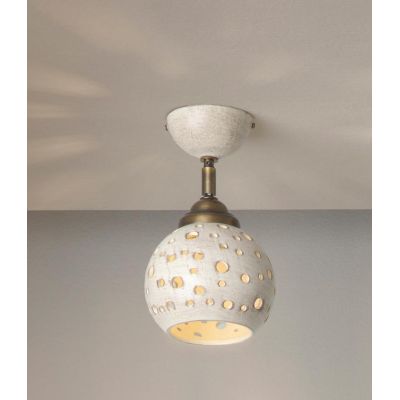 2254 PICCOLA PLAFONIERA IN TERRACOTTA FINITURA ANTICATA TRAFORATA SFERA D15 CM ORIENTABILE RUSTICA MADE IN ITALY