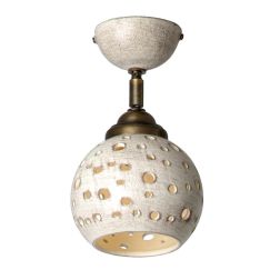 2254 PICCOLA PLAFONIERA IN TERRACOTTA FINITURA ANTICATA TRAFORATA SFERA D15 CM ORIENTABILE RUSTICA MADE IN ITALY