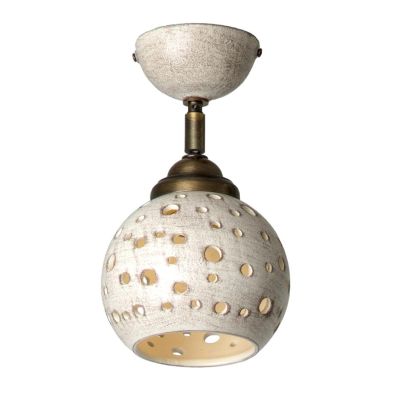2254 PICCOLA PLAFONIERA IN TERRACOTTA FINITURA ANTICATA TRAFORATA SFERA D15 CM ORIENTABILE RUSTICA MADE IN ITALY