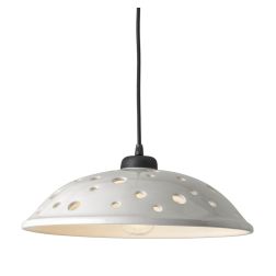 2255 SOSPENSIONE SINGOLA D38 CM IN TERRACOTTA BIANCA LUCIDA TRAFORATA MODERNA MADE IN ITALY