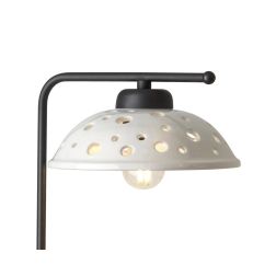 2255 LAMPADA DA TAVOLO NERA CON DIFFUSORE IN TERRACOTTA BIANCA LUCIDA TRAFORATA MODERNA MADE IN ITALY 2