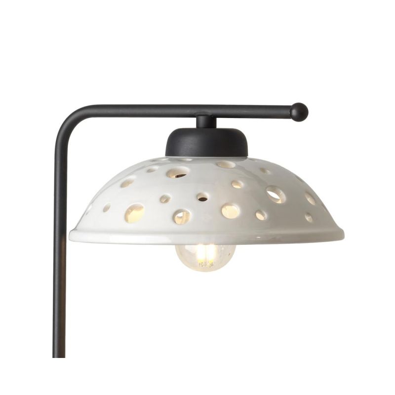 2255 LAMPADA DA TAVOLO NERA CON DIFFUSORE IN TERRACOTTA BIANCA LUCIDA TRAFORATA MODERNA MADE IN ITALY