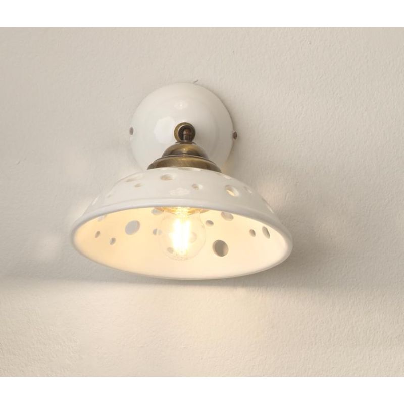 2256 APPLIQUE ORIENTABILE IN TERRACOTTA BIANCA LUCIDA TRAFORATA STILE RUSTICO MADE IN ITALY