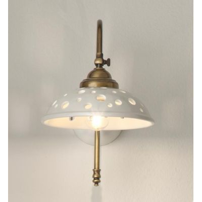 2256 LAMPADA DA PARETE BRUNITO CON PIATTO IN TERRACOTTA BIANCA LUCIDA TRAFORATA ORIENTABILE MADE IN ITALY