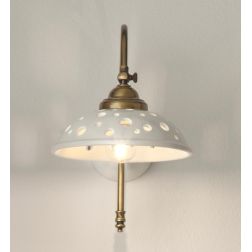 2256 LAMPADA DA PARETE BRUNITO CON PIATTO IN TERRACOTTA BIANCA LUCIDA TRAFORATA ORIENTABILE MADE IN ITALY 2