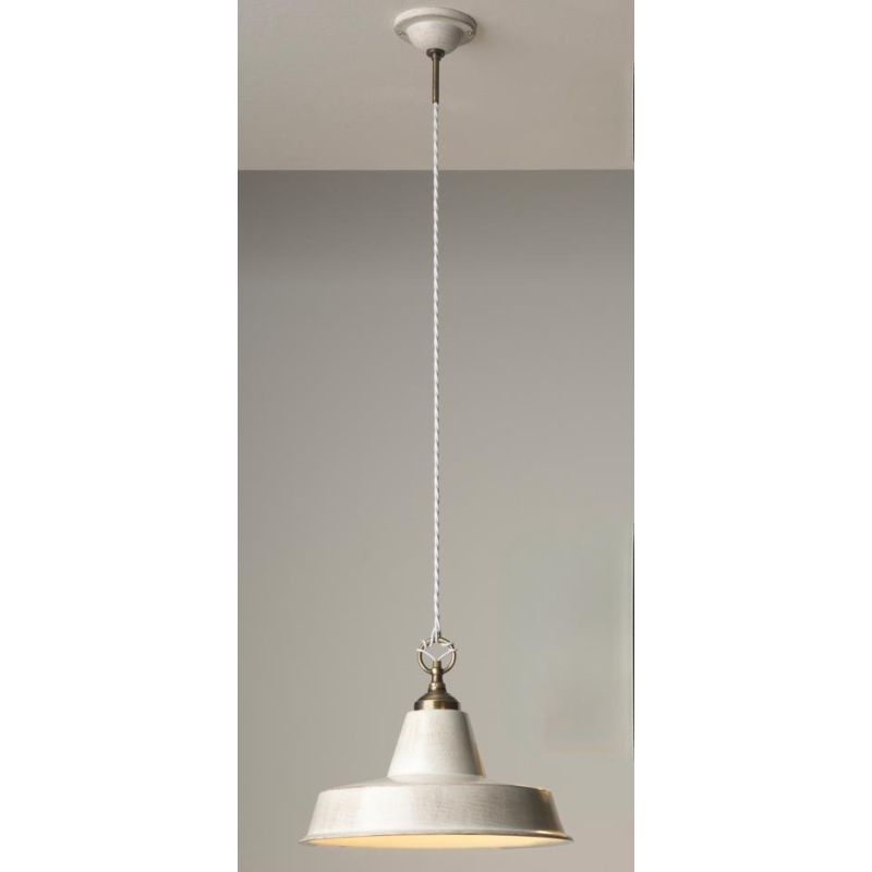 2257.O SOSPENSIONE SINGOLA CON DIFFUSORE IN TERRACOTTA FINITURA ANTICATA STILE RUSTICO MADE IN ITALY