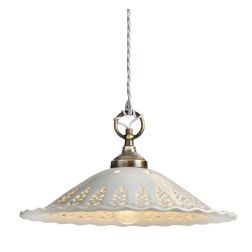 2258 SOSPENSIONE SALISCENDI RUSTICA D39 CM IN TERRACOTTA BIANCA TRAFORATA  MADE IN ITALY 2